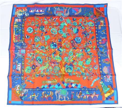 Vintage Hermes Silk Scarf Fantaisies Indiennes w/Box